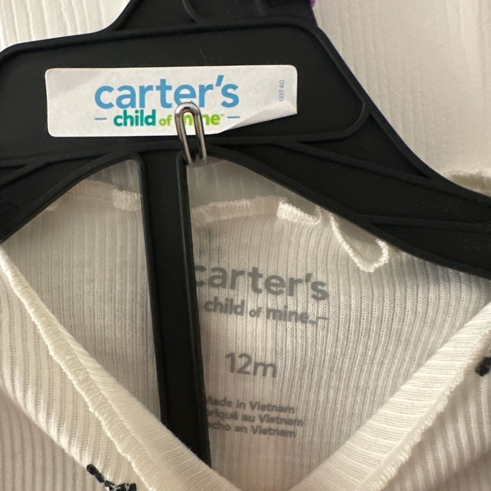 Carter’s Adorable Black Dress With White Long Sleeve Top Girls Set 3 Pieces - Picture 10 of 13